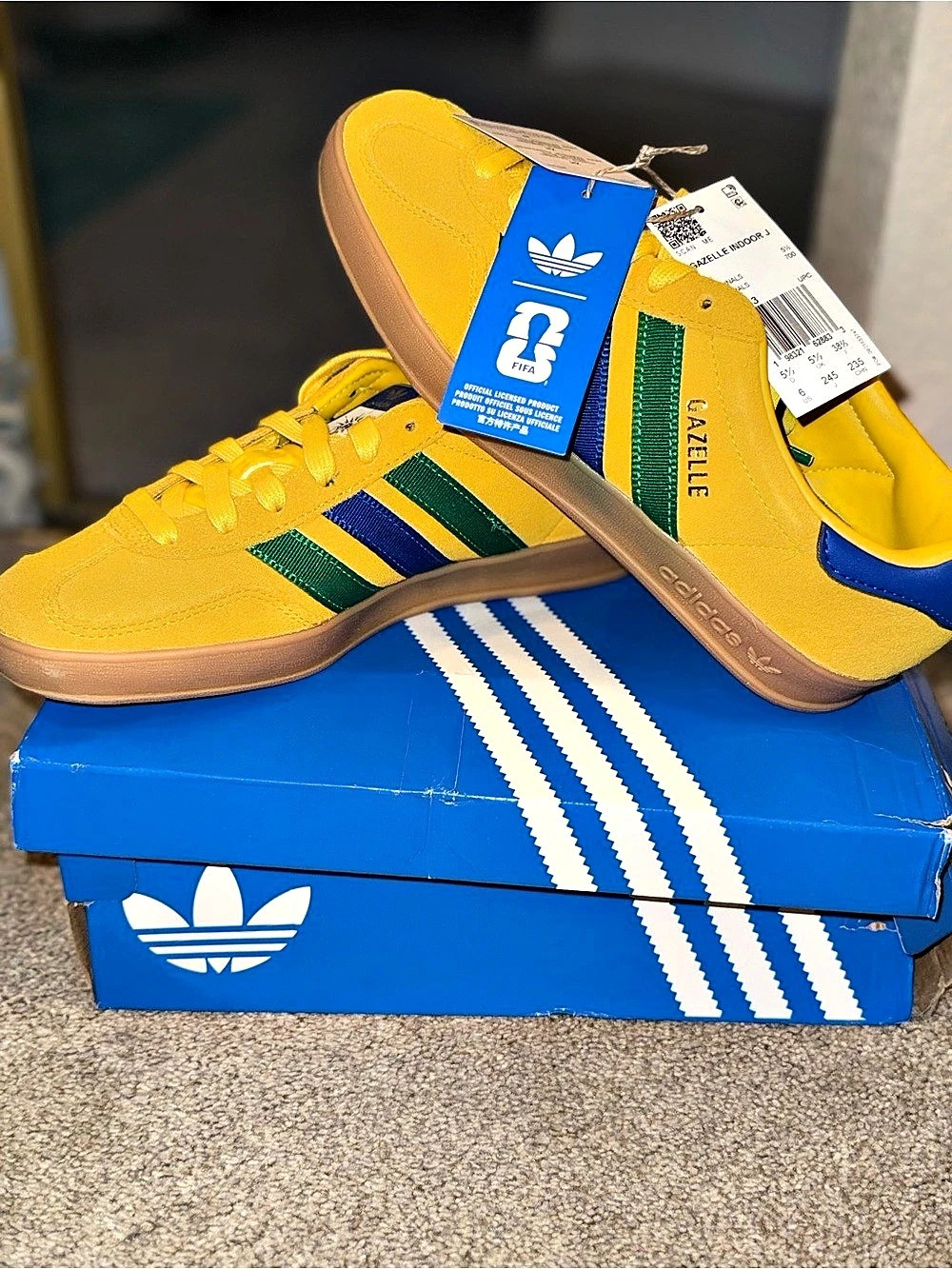 FIFA adidas Gazelle Indoor Yellow & Green US 6 NWT